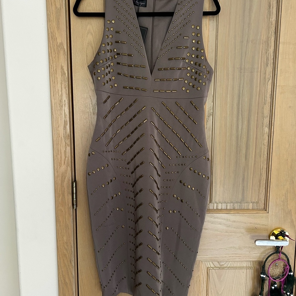 Studded Taupe Dress